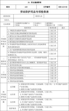 劳动防护用品专项检查表